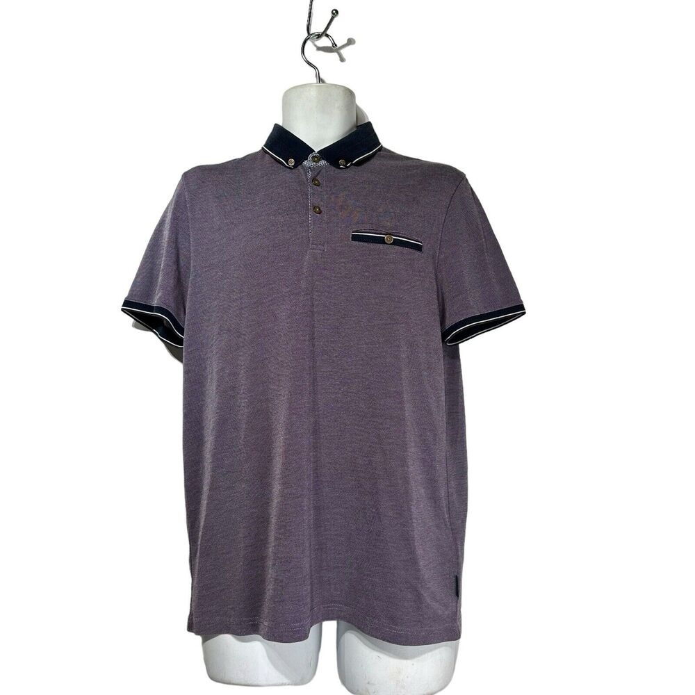 Ted Baker Short Sleeve Pocket Striped Contrast Polo Shirt Size 4